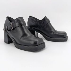 HARLEY Davidson Vintage Chunky Block Heel Black Leather AnkleBooties